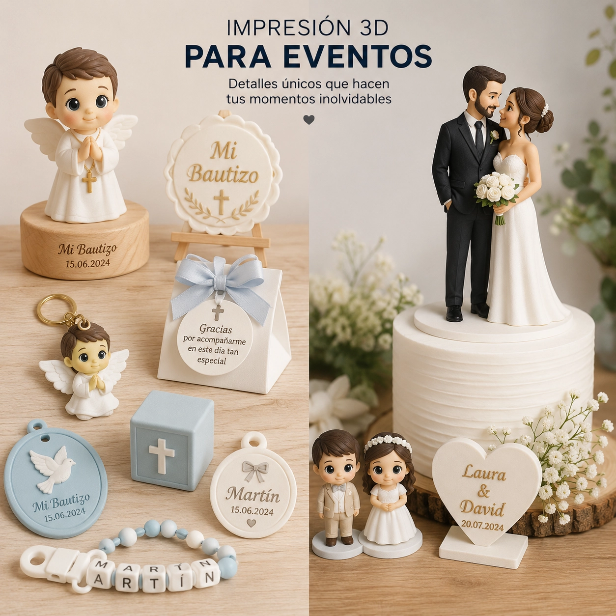 Decoración, regalos y más para eventos.